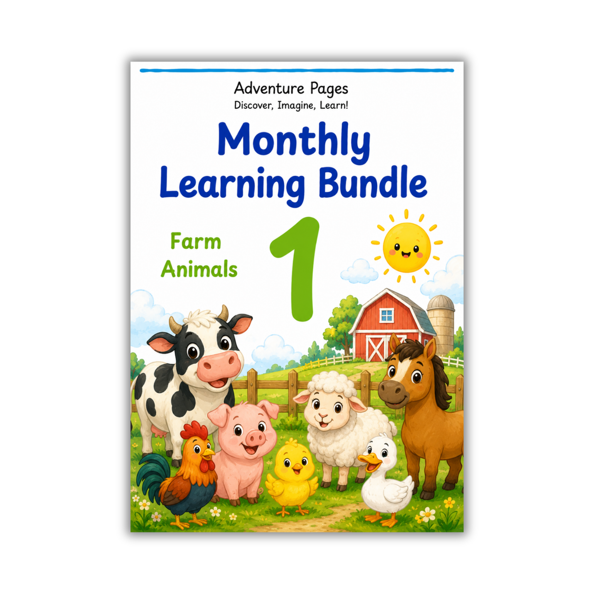 Adventure Pages Month 1: Farm Animals | Preschool Learning Activities | Printable Toddler Worksheets | Ages 3–5