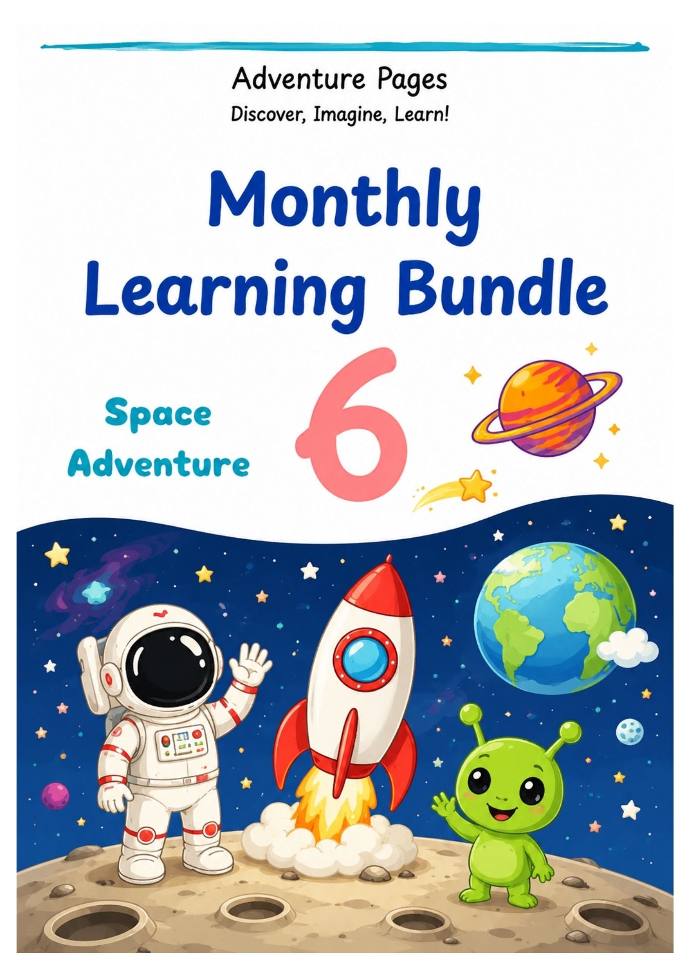 Adventure Pages Month 6: Space Adventures | Space themed Preschool Activities | Printable Space themed Worksheets | Ages 3–5