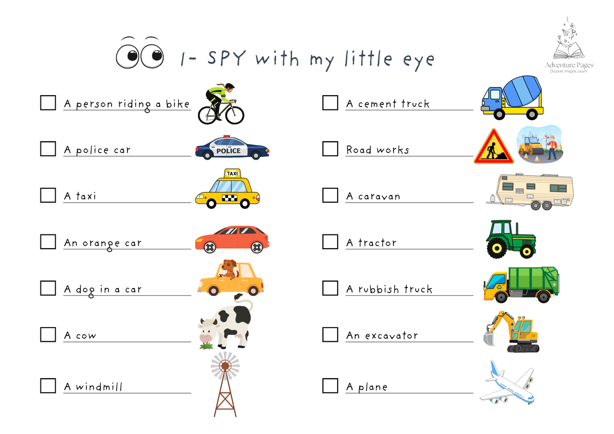 Road Trip Activity Pages