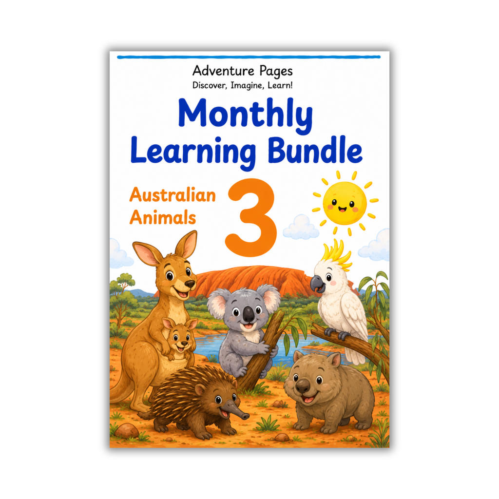Adventure Pages Month 3: Australian Animals | Preschool Learning Activities | Printable Toddler Worksheets | Ages 3–5
