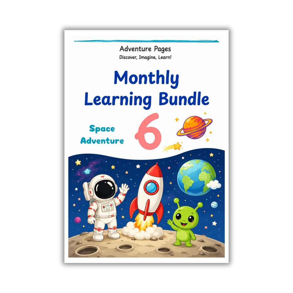 Adventure Pages Month 6: Space Adventures | Space themed Preschool Activities | Printable Space themed Worksheets | Ages 3–5